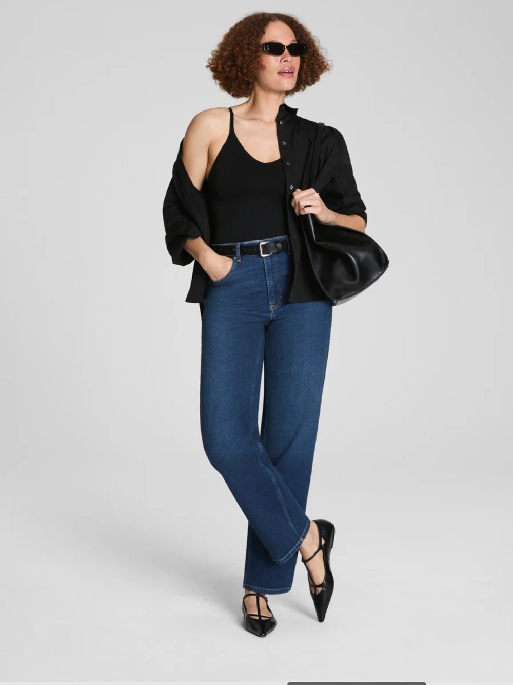 SPANX SPANXshape Authentic 360 90s Straight Leg Jeans High Rise Dark Wash